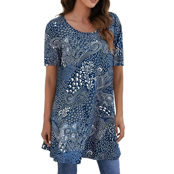 Fantaslook Plus Womens Short Sleeve Floral Shirt In Peacock Floral - Size 2XL - Picture 1 of 10